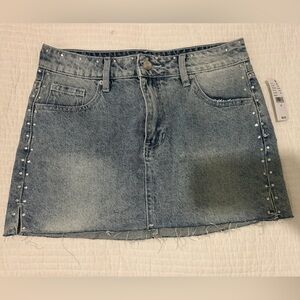 Pacsun Denim Mini Skirt with Rhinestone Detailing